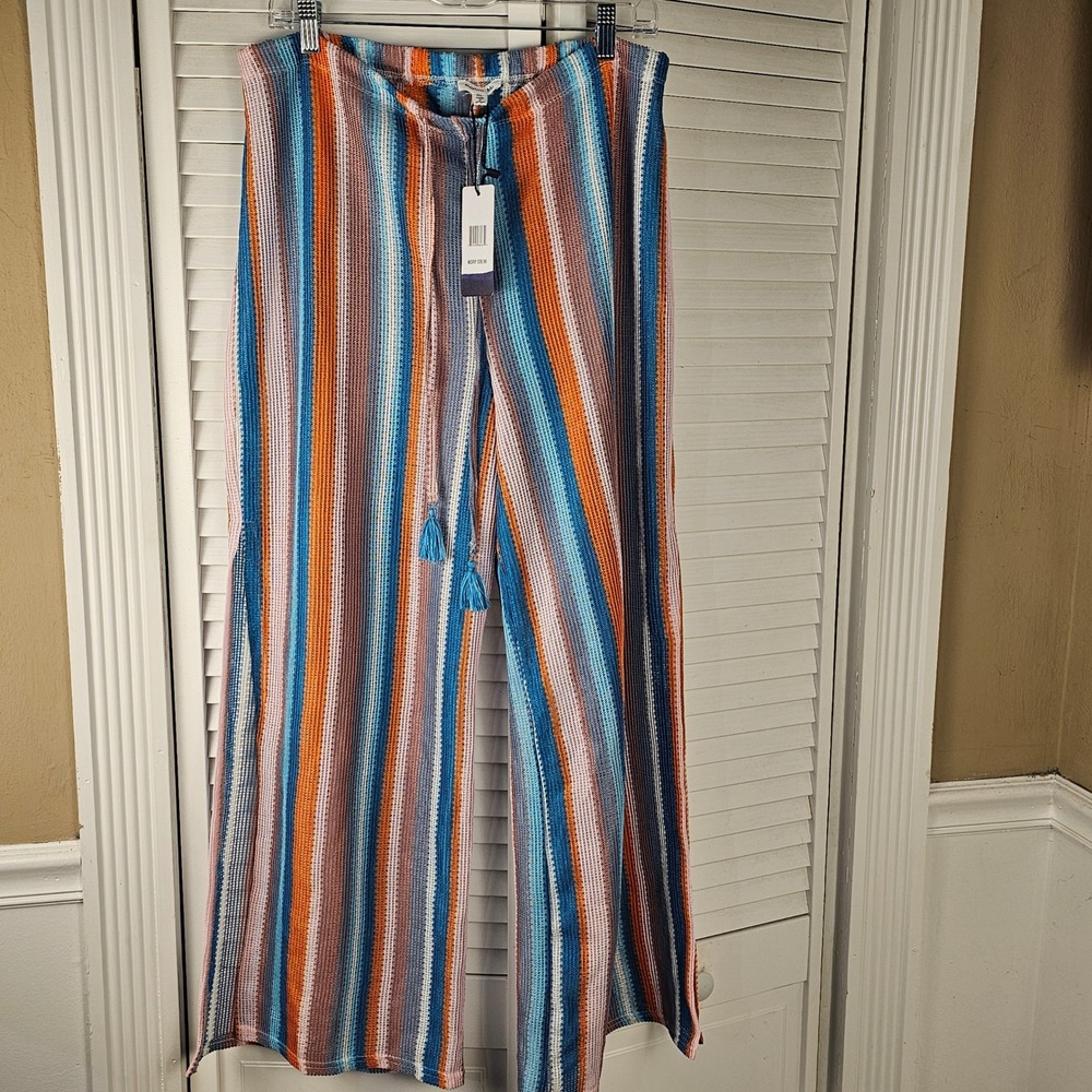NWT Marina Blu‎ Womens Striped Wide Leg Beach Pants XL